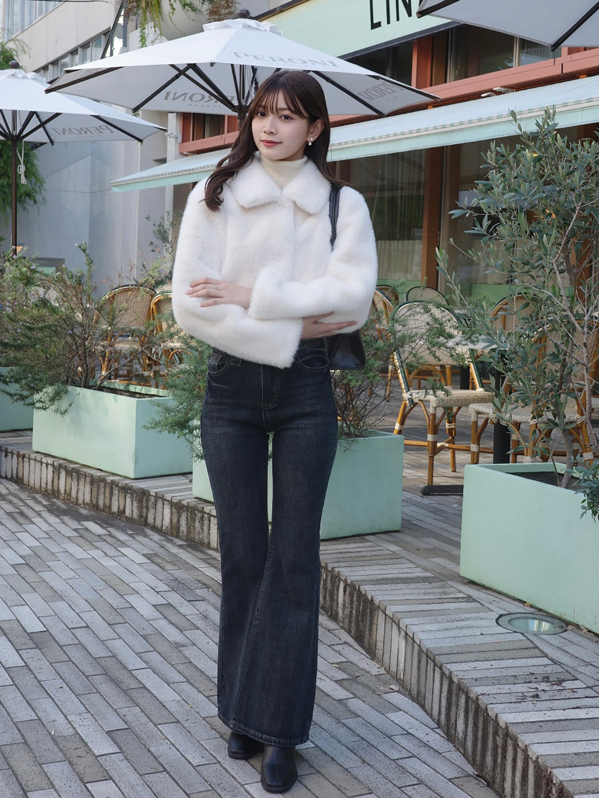 12/11★Size 短款仿毛皮触感彩色大衣