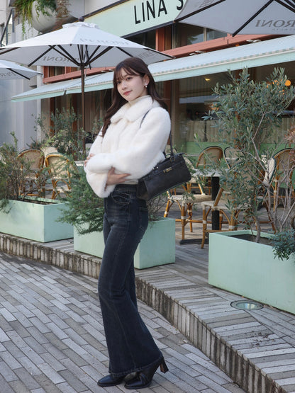 12/11★Size 短款仿毛皮触感彩色大衣