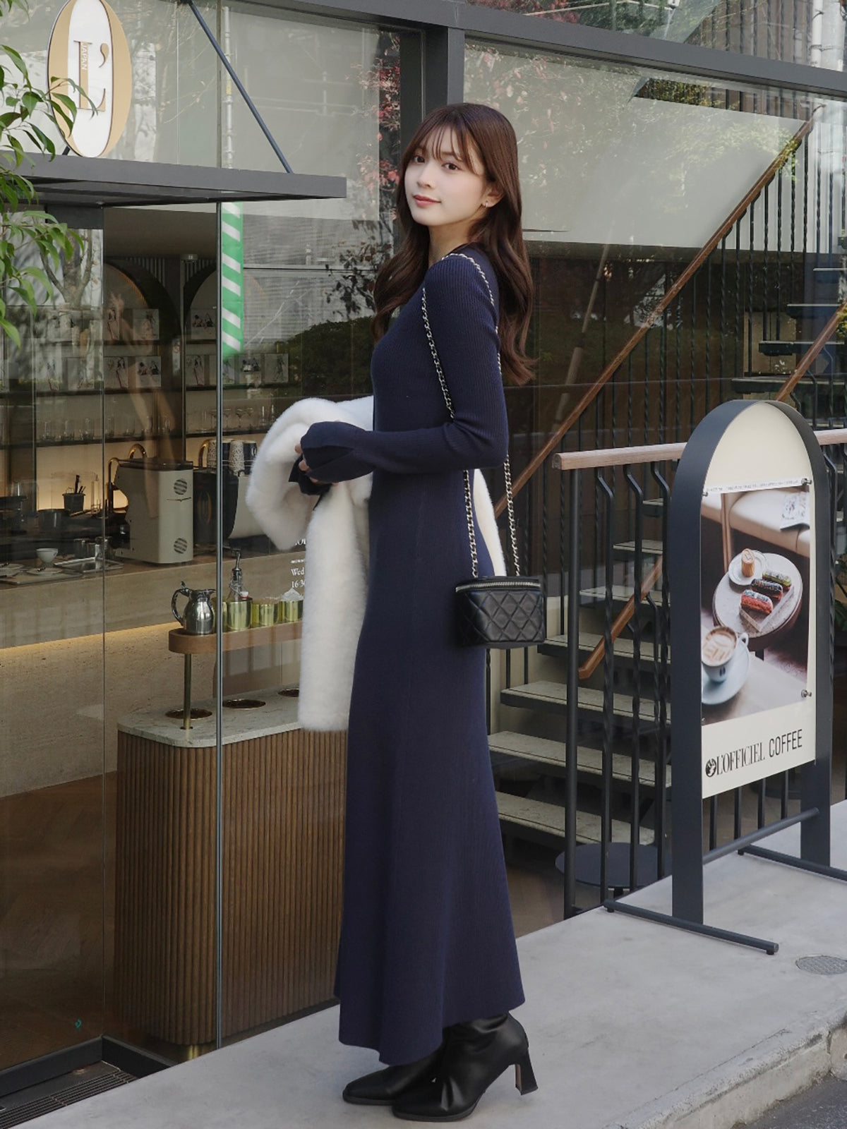 フロントボタンフレアニットワンピース【予約】