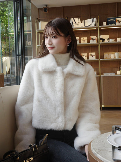 12/11★Size 短款仿毛皮触感彩色大衣