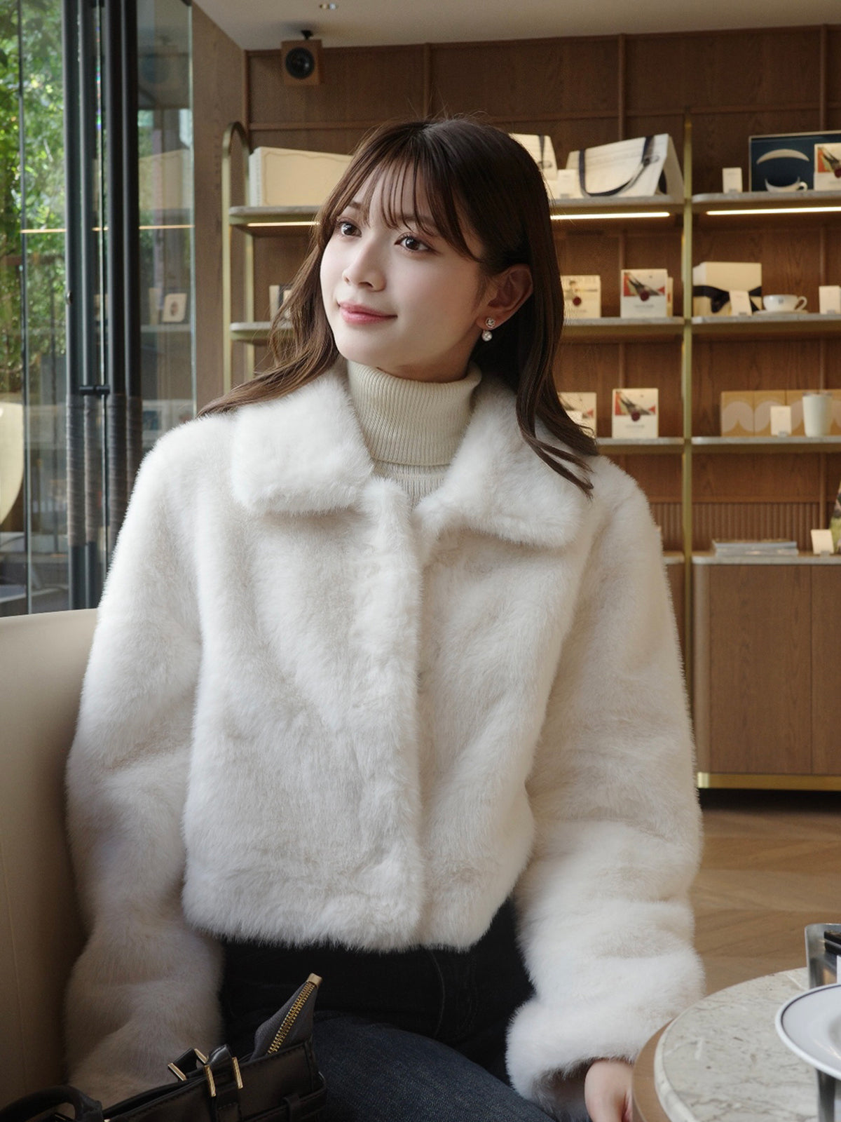 12/11★Size 短款仿毛皮触感彩色大衣