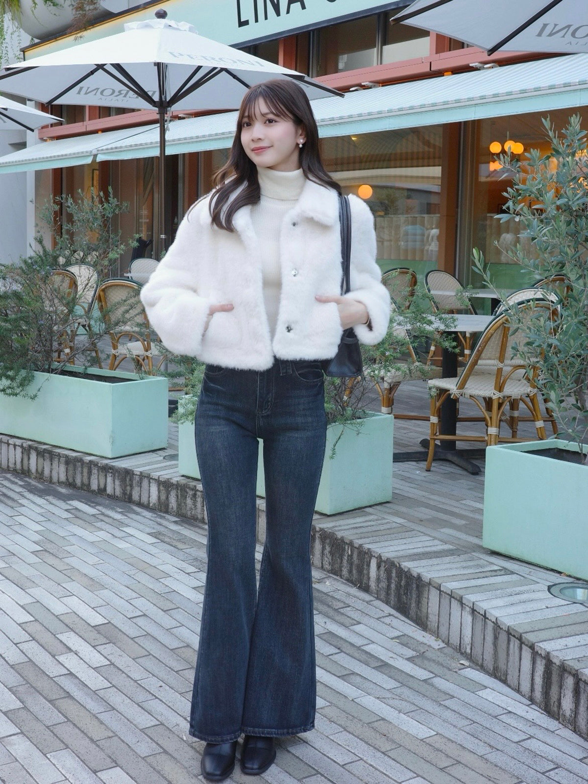 12/11★Size 短款仿毛皮触感彩色大衣