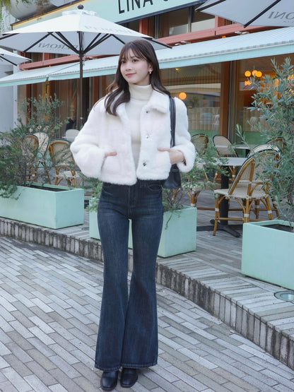 12/11★Size 短款仿毛皮触感彩色大衣