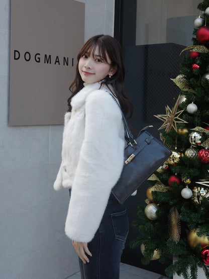 12/11★Size 短款仿毛皮触感彩色大衣