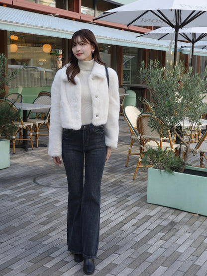 12/11★Size 短款仿毛皮触感彩色大衣