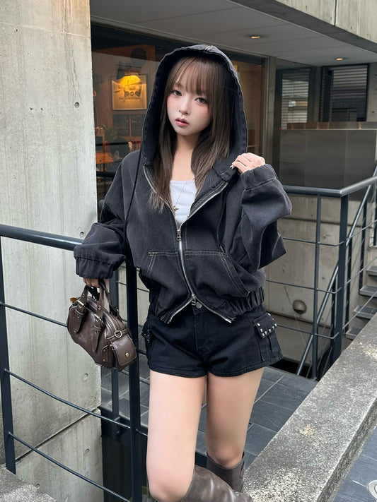 ダブルジップデニムジャケット