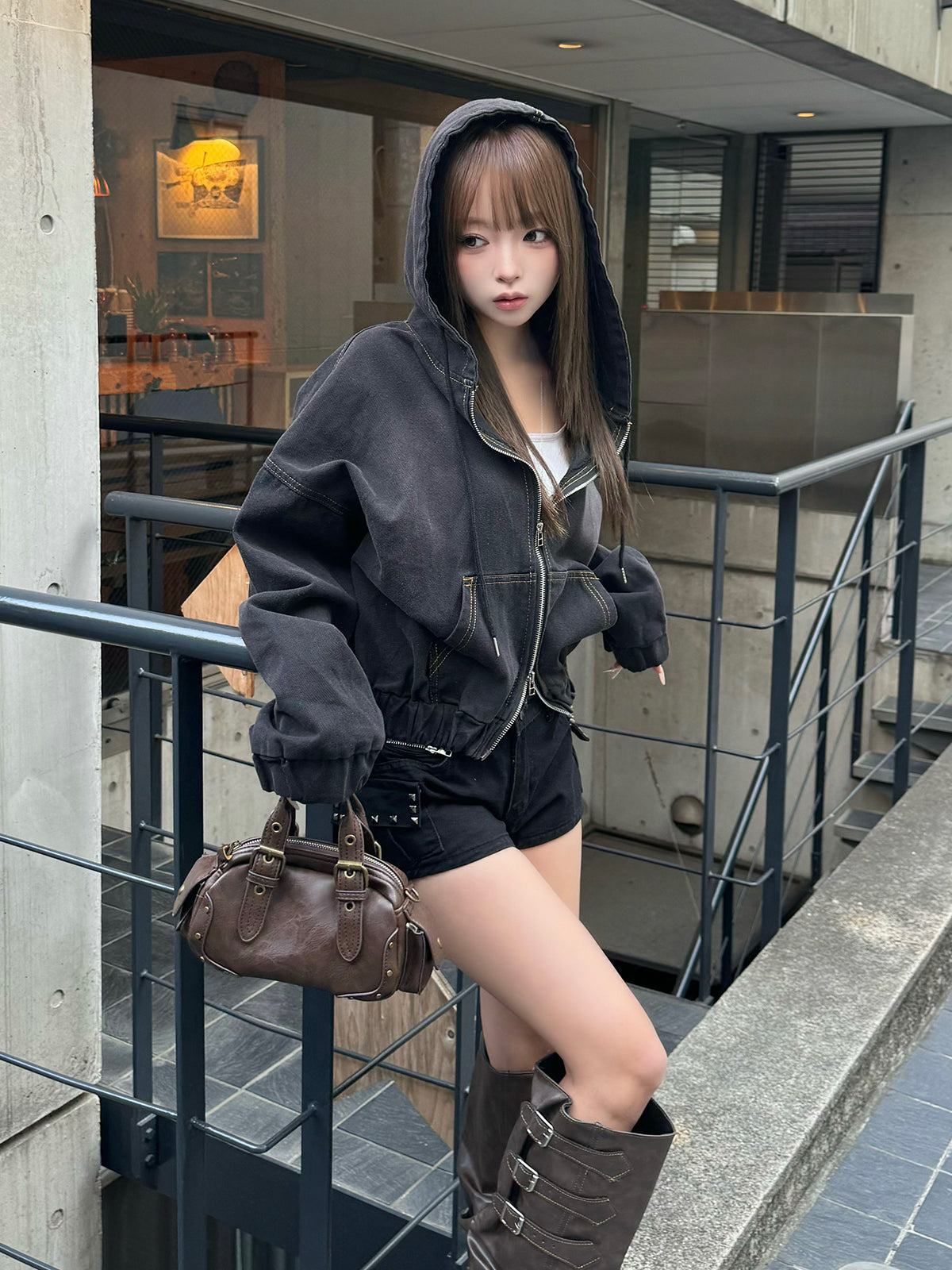 ダブルジップデニムジャケット