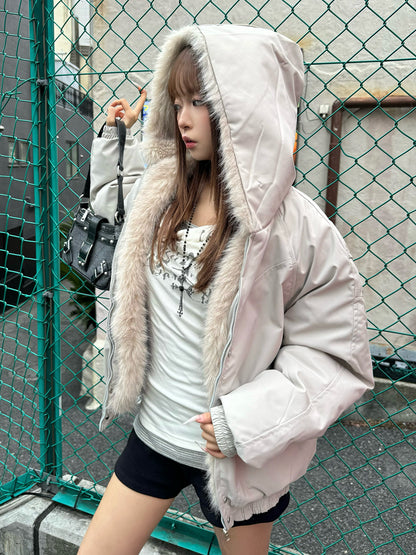 ボリュームファータッチフーディーブルゾン