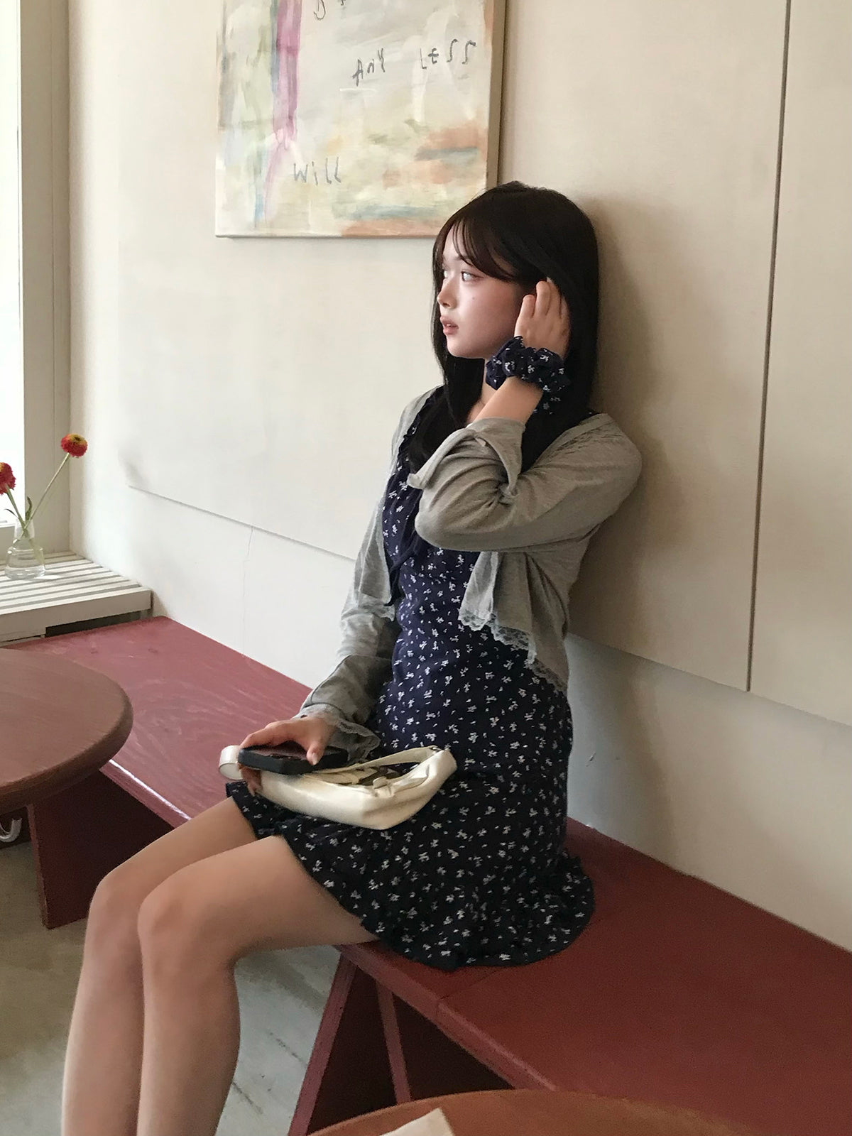 フラワープリントキャミミニワンピースセット