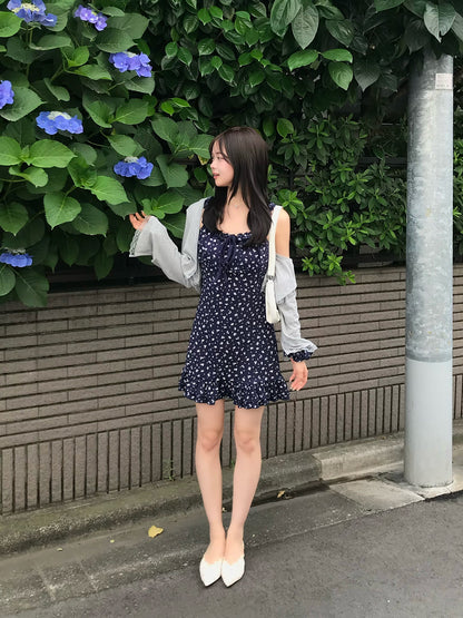 フラワープリントキャミミニワンピースセット