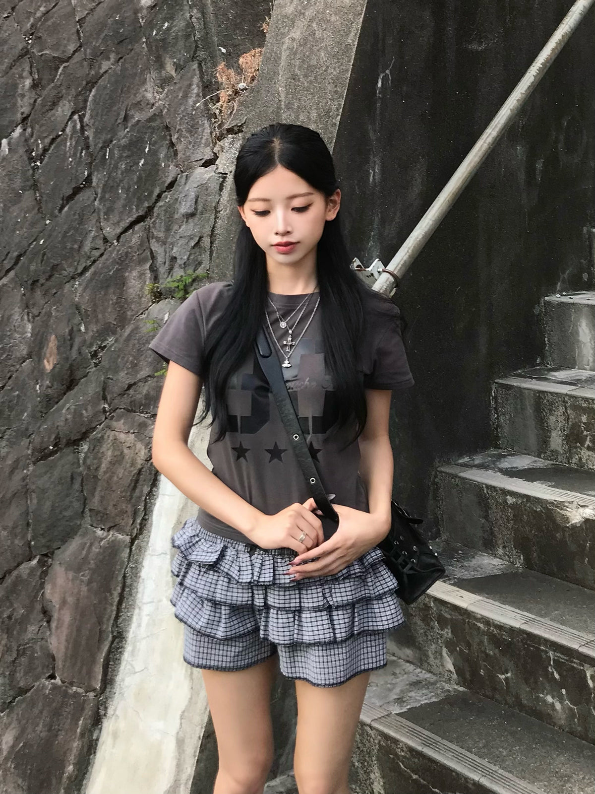 ナンバーロゴモノトーンTシャツ