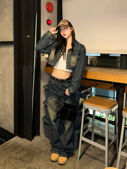 クロップドジャケットデニムセットアップ