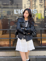 2/20★Photo Leather Touch Big Color Jacket - Black