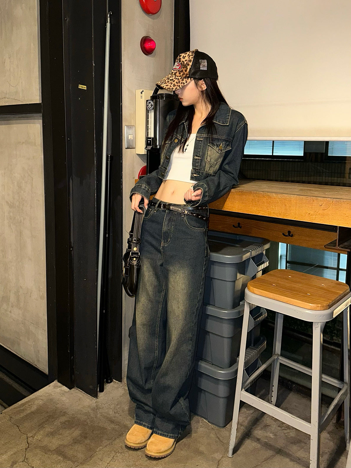 クロップドジャケットデニムセットアップ