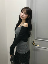 ロゴリブボレロキャミセット - ブラック