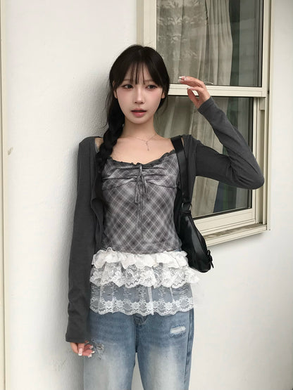 检查吊带套装开衫