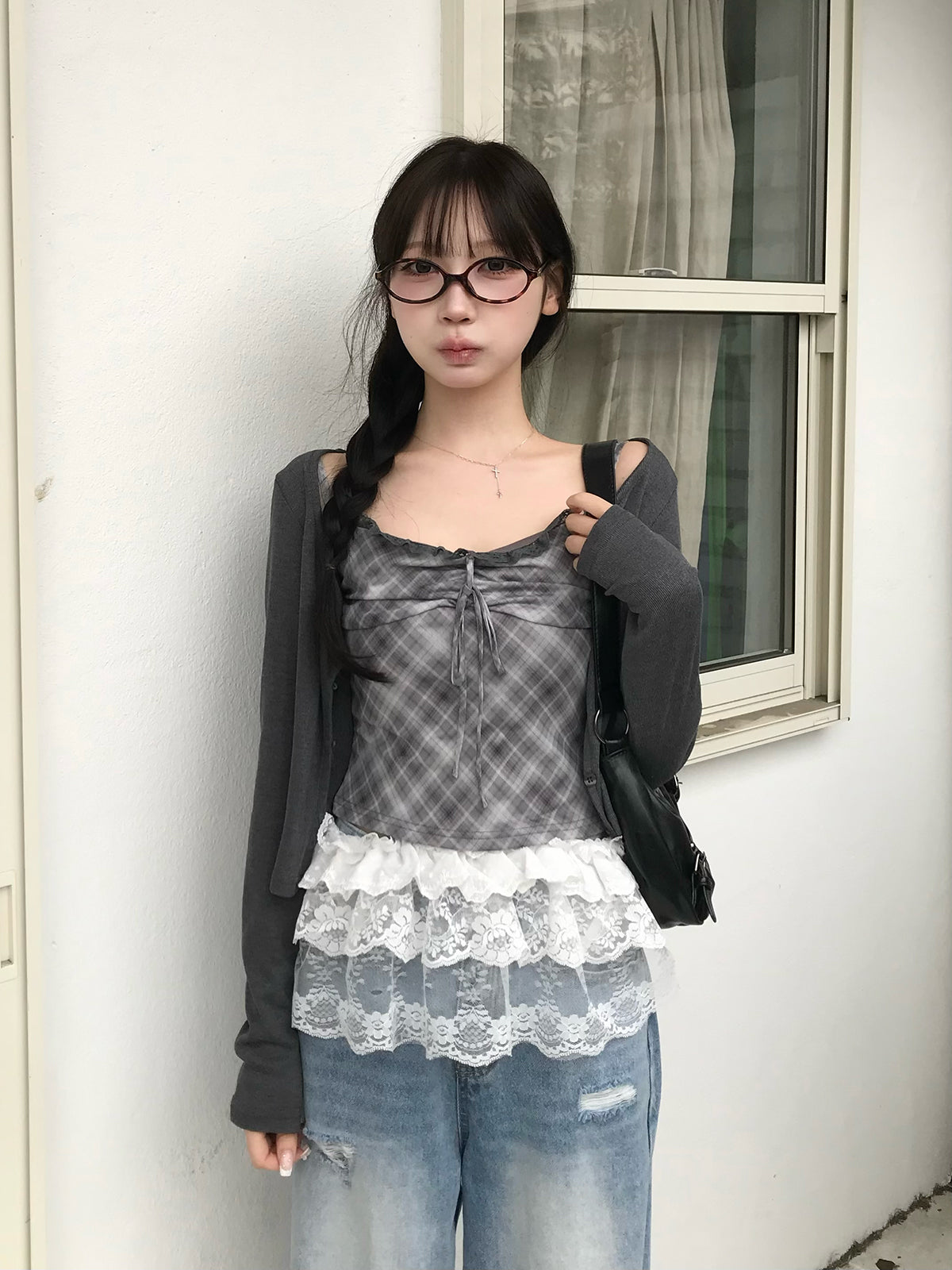 检查吊带套装开衫