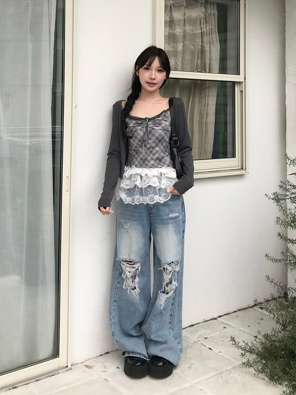 检查吊带套装开衫