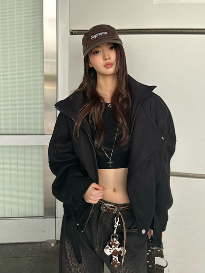 ダブルカラージップ2WAYコート