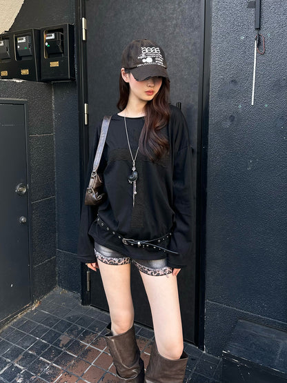 レースクロスロングスリーブTシャツ