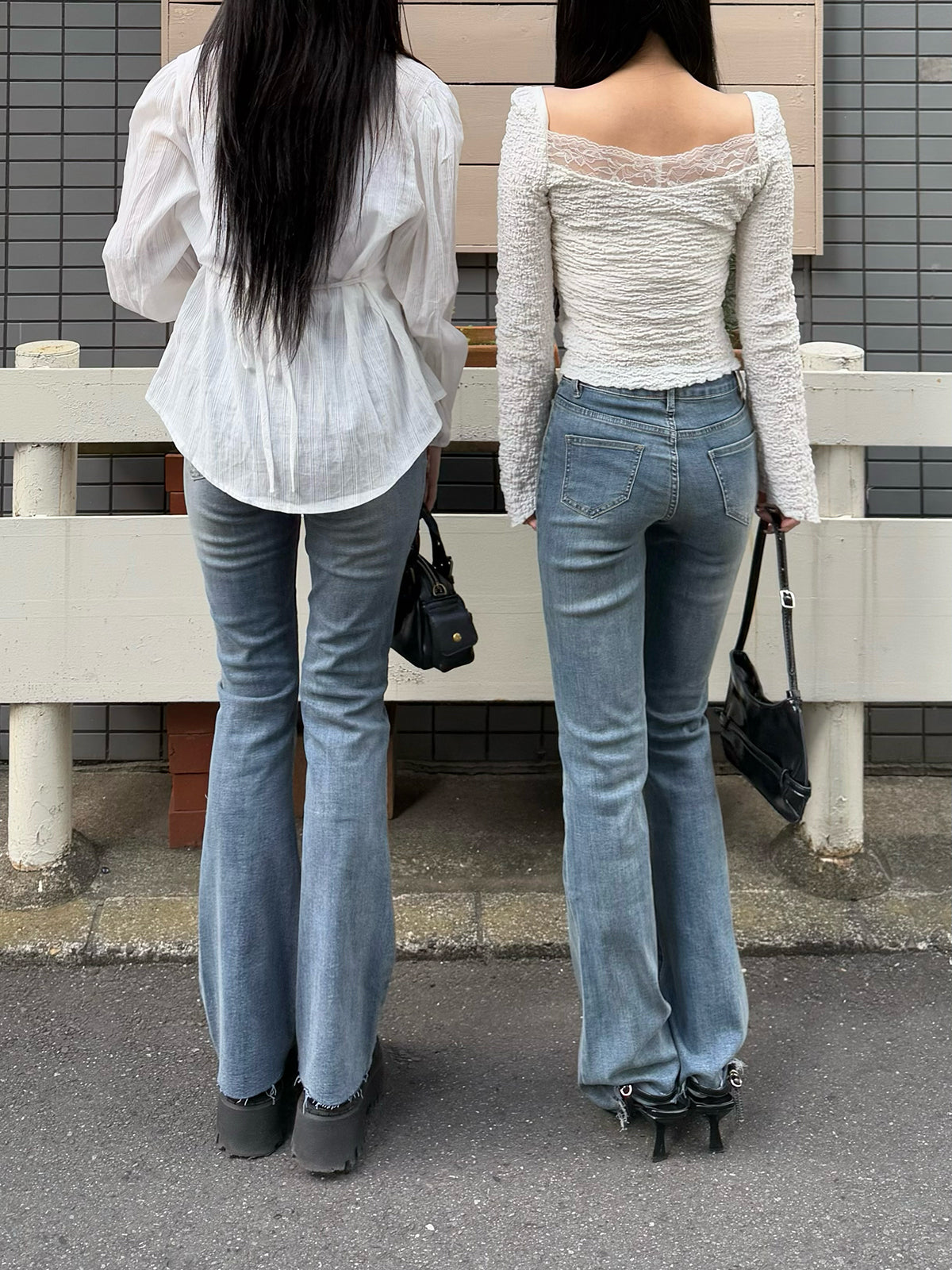 2/20 ★Image Fringe Slim Semi-Flare Denim Pants