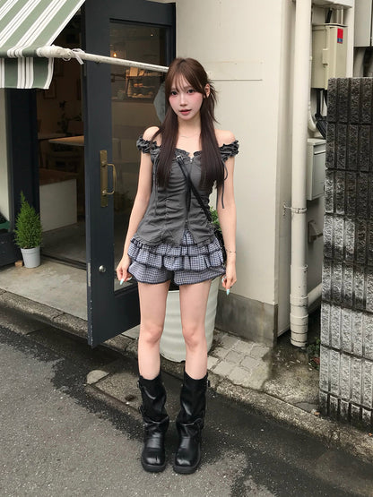 フリルギャザーダブルジップカットソー