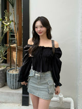 2/27★Photo Candice Sleeve Frill Blouse - Black