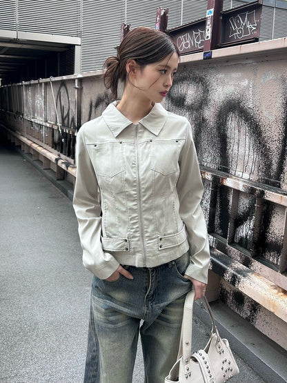 スリムシルエットジップジャケット