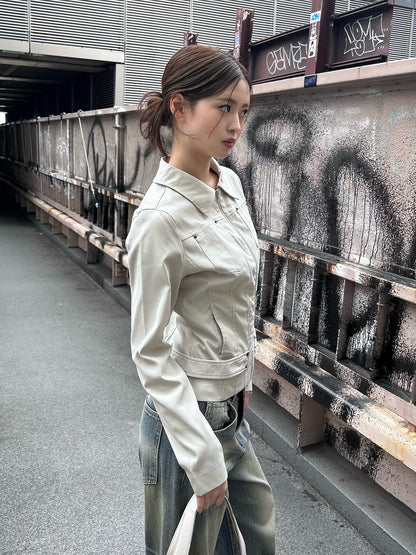 スリムシルエットジップジャケット