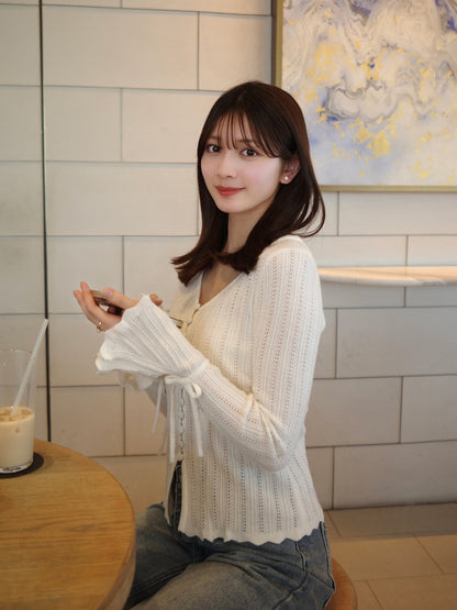 フレアスリーブニットカーディガン