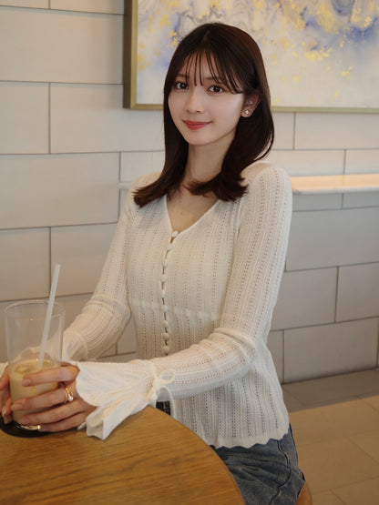 フレアスリーブニットカーディガン