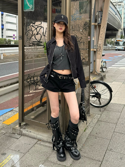 スリムシルエットジップジャケット