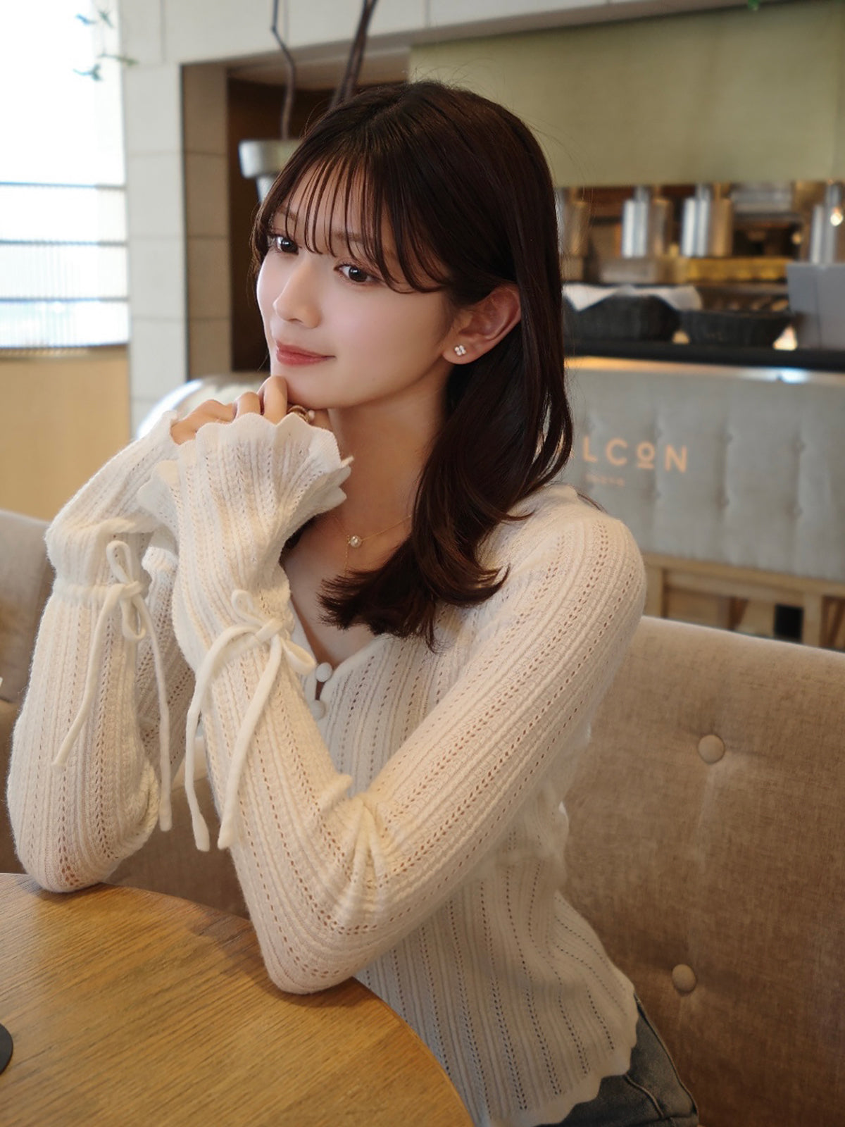 フレアスリーブニットカーディガン