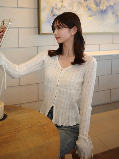 フレアスリーブニットカーディガン