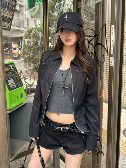 スリムシルエットジップジャケット