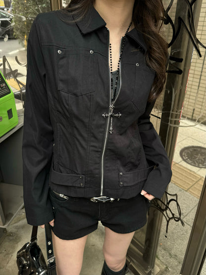 スリムシルエットジップジャケット