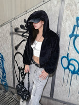 ファータッチフーディーブルゾン - ブラック