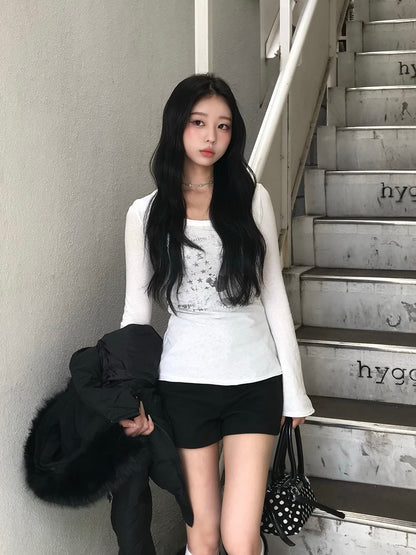 フラッグデザインロングスリーブTシャツ