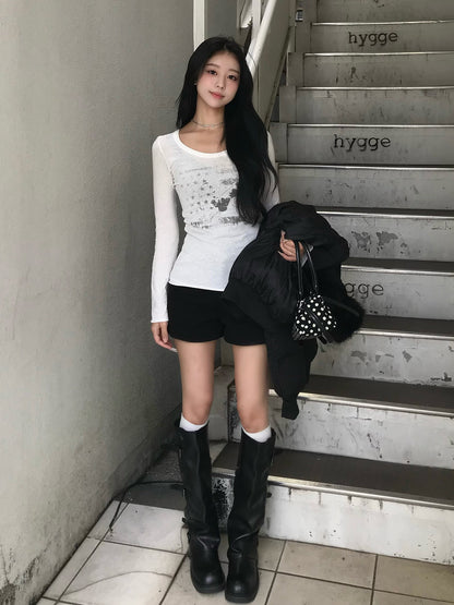 フラッグデザインロングスリーブTシャツ