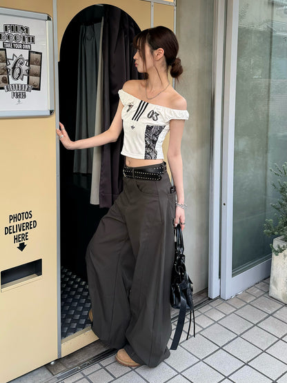 スタッズベルトバルーンワイドパンツ