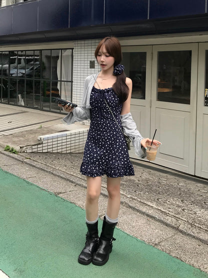フラワープリントキャミミニワンピースセット