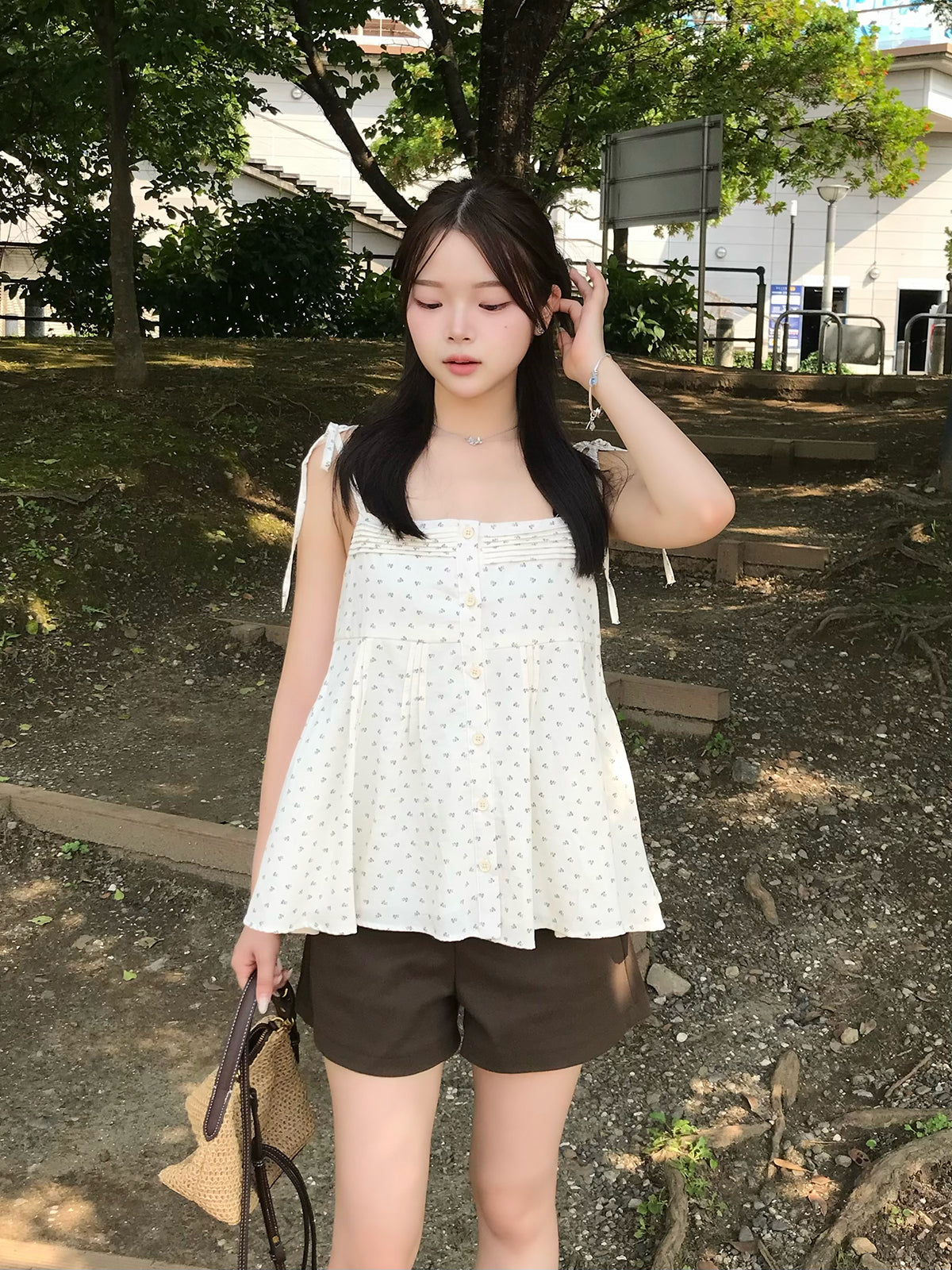 タックフレアフラワーキャミソール