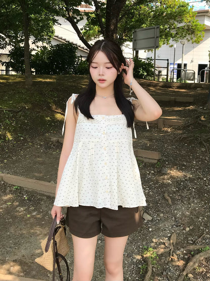 タックフレアフラワーキャミソール