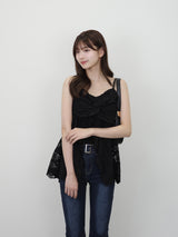 レースリボンキャミチュニック - ブラック