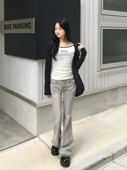 ローライズエンブロイダリーデニムパンツ