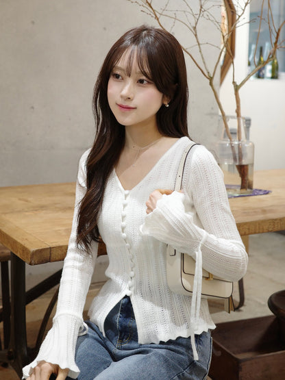 フレアスリーブニットカーディガン