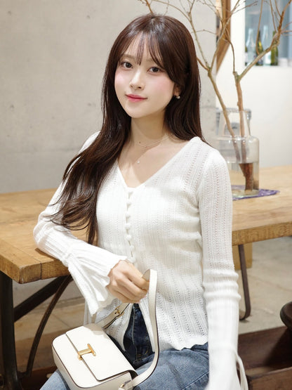 フレアスリーブニットカーディガン