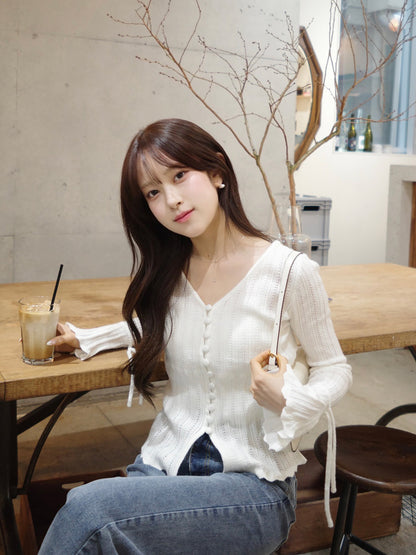 フレアスリーブニットカーディガン