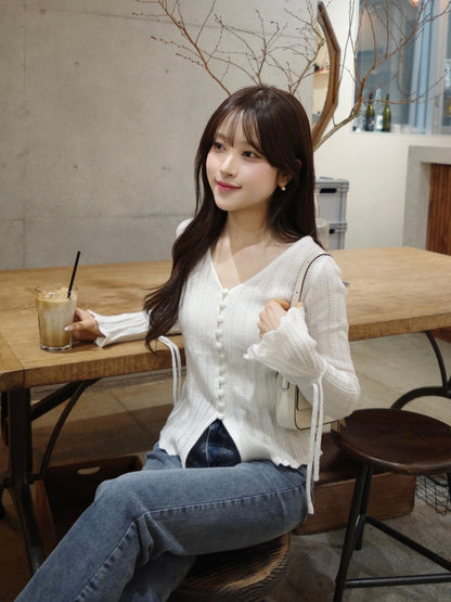 フレアスリーブニットカーディガン