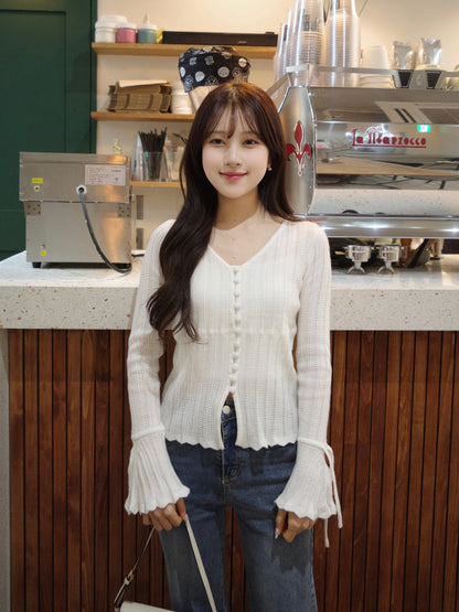フレアスリーブニットカーディガン
